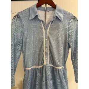 NY Collection Blue & White Lace A-Line Dress – Size Small
